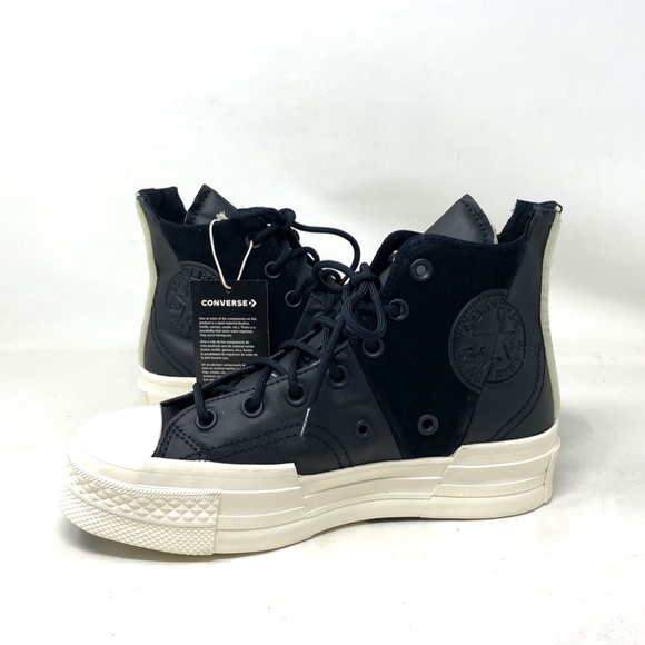 Converse Chuck 70 Plus Mixed Material Sneakers Black Canvas Suede Women A05260C - Picture 4 of 9